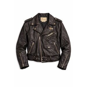 Bermans Womens Black Leather Motorcycle Jacket Belted Moto Size 54C USA